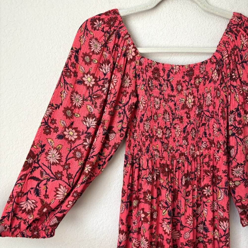 Billabong Boho Floral Print Full Bloom Smocked Ruffle Hem Maxi Dress - Picture 5 of 13
